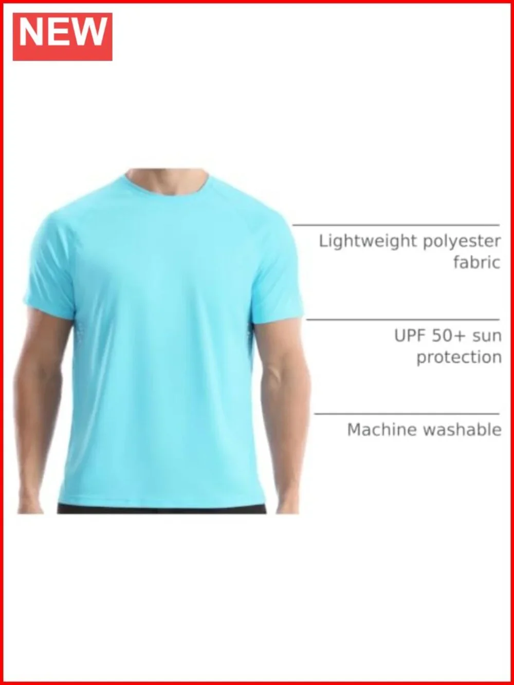 Men's UPF 50+ Swim Shirt Sun Protection Rash Guard Quick Dry T-Shirt